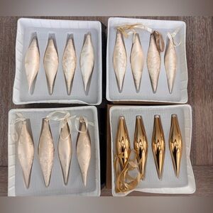 16 Vintage Martha Stewart Golden Traditions Glass Ornaments Set